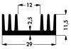 SK0950SATO220 - 29mm széles méret:50x29x11.5mm 9,8K/W hűtőborda - FISCHER ELEKTRONIK