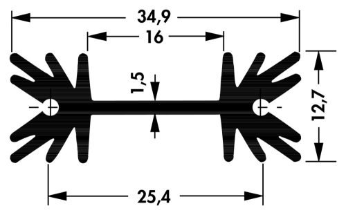 SK1041000SA - 35mm széles méret:1000x34.9x12.7mm hűtőborda - FISCHER ELEKTRONIK
