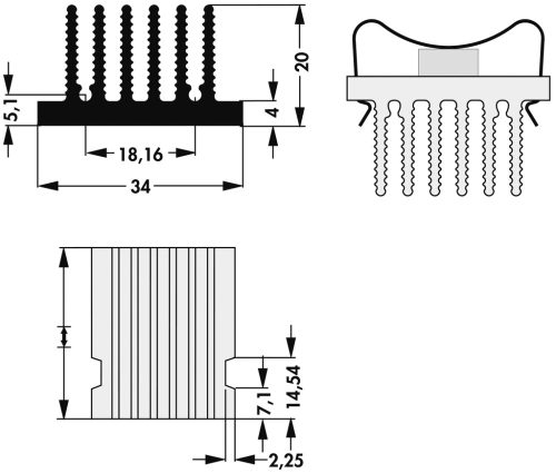 SK46050SA - 34mm széles méret:50x34x20mm 7,0K/W nincs furat hűtőborda - FISCHER ELEKTRONIK