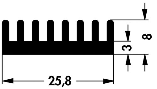 SK4861000AL - 25,8mm széles méret:1000x25,8x8mm hűtőborda - FISCHER ELEKTRONIK