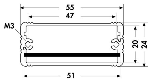 GB46SA1000mm - hűtőborda 1m-es oldalprofil fekete ALU Dobozokhoz - FISCHER ELEKTRONIK