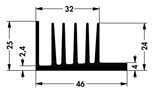 SK107198SA - 46mm széles méret:25x46x198mm hűtőborda - FISCHER ELEKTRONIK