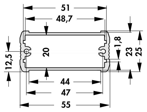 GP2131000ME - hűtőborda 1m-es oldalprofil 55x25x1000mm - FISCHER ELEKTRONIK
