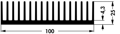SK50875SA - 100mm széles méret:75x100x25mm 2,2K/W hűtőborda - FISCHER ELEKTRONIK