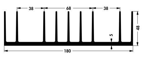 SK531000AL - 180mm széles méret:1000x180x48mm hűtőborda - FISCHER ELEKTRONIK