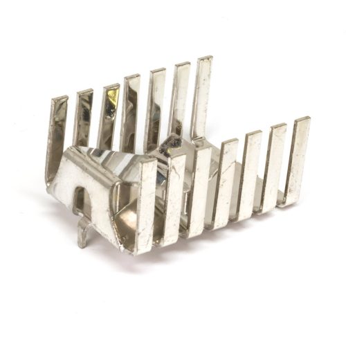 FK243MI247H - 20mm széles méret:27x20x13mm 18,7K/W ónozott Lábak csipeszes, fekvő hűtőborda - FISCHER ELEKTRONIK