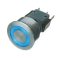   1241.6624.1124000 - vandálbiztos nyomógomb M19/D=22mm, 250VAC/3A kék gyűrű megvilágítás=24VDC - SCHURTER