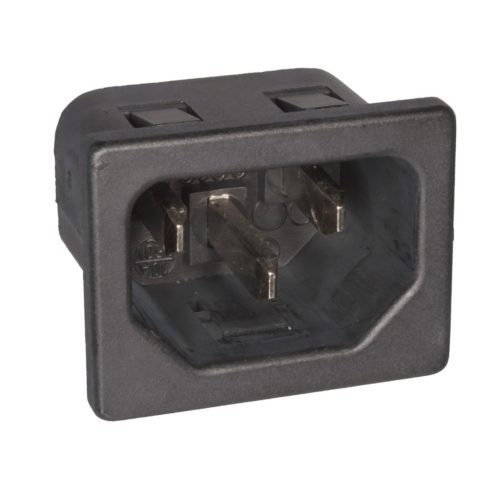 6162.0022 - Csatlakotó, beépíthető hálózati dugó, 250V/10(15)A VDE, UL, 4.8mm sarus bepattintható fal=3mm - SCHURTER
