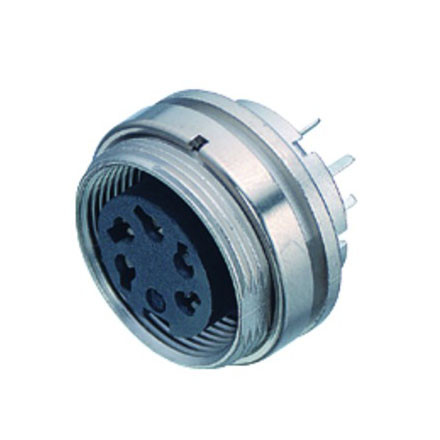 0903129004 - M16 ipari 4-pólusú aljzat, szerelhető BINDER 680,DIP Lábak, Elülső rögzítés - BINDER