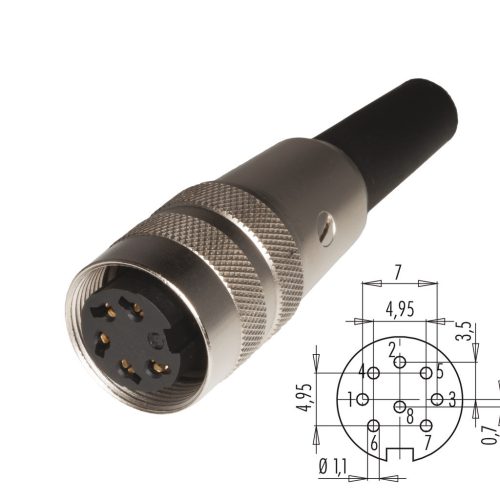 0905720008 - M16 ipari 8-pólusú aljzat, lengő BINDER 680 d=3-6mm törésgátlóval - BINDER