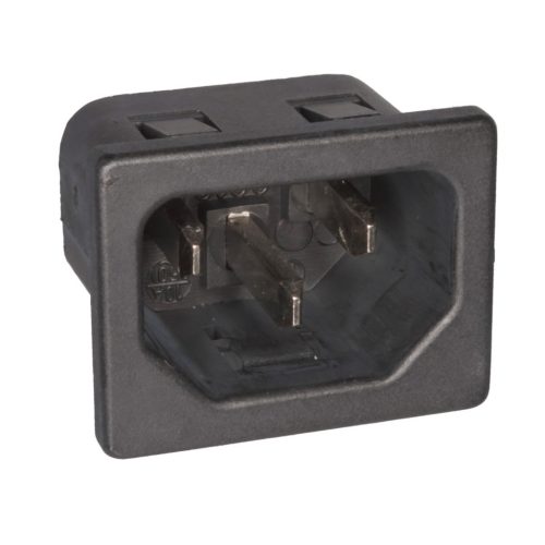 6162.0019 - csatlakotó, beépíthető hálózati dugó, 250V/10(15)A VDE, UL, 4.8mm sarus bepattintható fal=1mm - SCHURTER