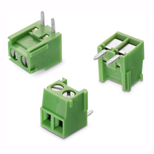 691214300002 - 2-pólusú NYÁK-os 90° sorkapocs RM=3.81mm zöld, 8.35mm magas - WÜRTH