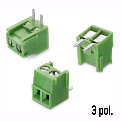 691214300003 - 3-pólusú NYÁK-os 90° sorkapocs RM=3.81mm zöld, 8.35mm magas - WÜRTH