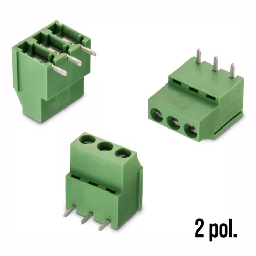 691253700002 - 90° NYÁK-os sorkapocs 2-pólusú RM=5.00mm zöld 18mm magas 90°-os lábak - WÜRTH