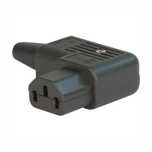 4785.0000 - Csatlakozó, hálózati lengő aljzat, 250V/10(15)A Fektetett 90° fekete csavaros Bekötés, VDE - SCHURTER