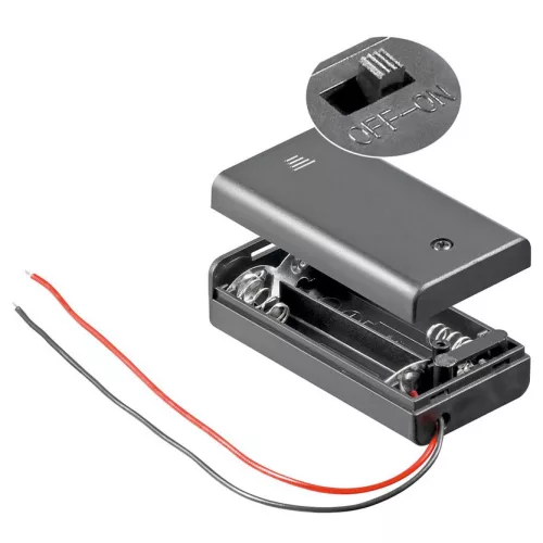 12443 – 2x AA (Mignon)-Batteriehalter, mit Schalter, mit Kabel – GOOBAY