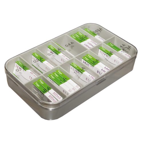 T522.800 - T 100mA-6,3A 5x20mm 13-típus 10..30db/érték 200db-os lassú kioldású olvadóbiztosíték szet - ESKA