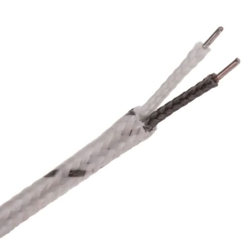 Kábel, J-típusú hőelemkábel 600°, üvegszálas, fekete/fehér (20m-es tekercs) - NONAME