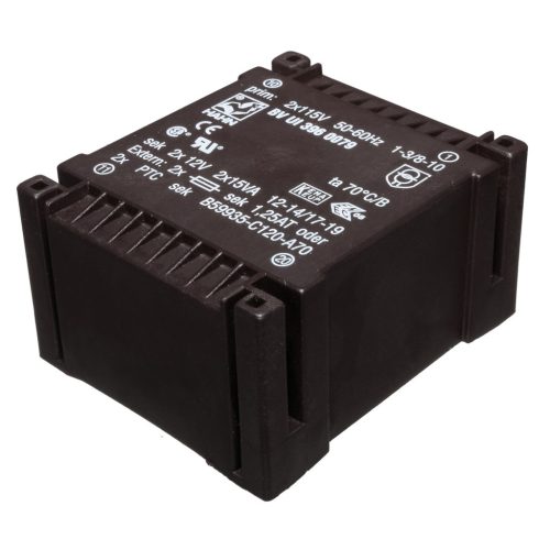 BVUI3960102 - 2 X 9V / 1666 mA 30VA ,FLAT-type , Primér: 2 X 115V transzformátor - HAHN