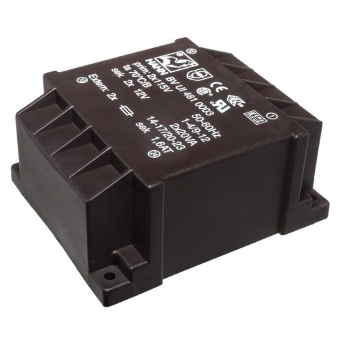 BVUI4810003 - 2 X 12V / 1666 mA 40VA ,FLAT-type , Primér: 2 X 115V transzformátor - HAHN
