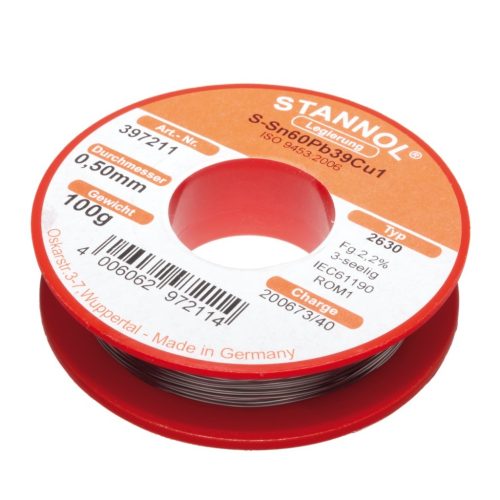 Forrasztó ón 0.5mm 100gr Sn60Pb39Cu1 2630 - STANNOL - 397211