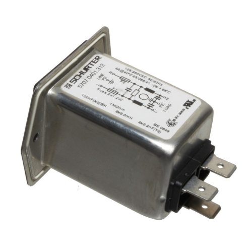 5707.0401.312 - csatlakozó aljzat zavarszűrővel, 2x biztosítékház 250V/4A, 2x2mH, +100nF+2x2.2nF+1MOhm - SCHURTER