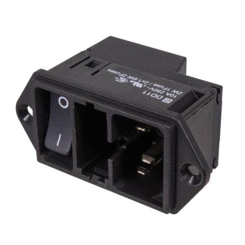 DD11.0111.1111 - hálózati csatlakozó dugó, beépíthető, biztosíték foglalattal, kapcsolóval, 250V/7A - SCHURTER