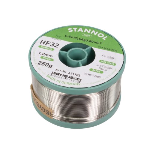 Forrasztó ón 1.0mm 250gr Sn95 Ag3.8 Cu0.7 HF32 - STANNOL - 631985