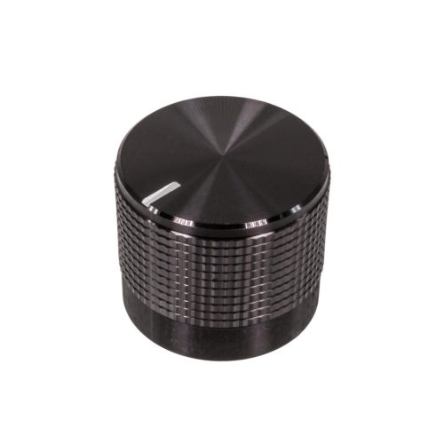 777-7319 - Forgatógomb fekete D=20mm H=20mm 6mm tengely fehér vonallal - NONAME