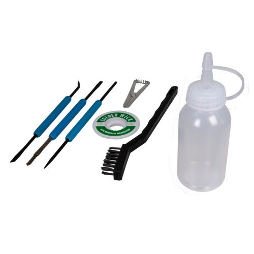 TO-SA11 - Szerszám, NYÁK-javításhoz kaparó és ecsetkészlet, kiforrasztó zsinór - SOLDER PEAK