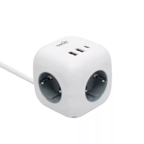CUBE2 - Cube Power Strip with Child Safety Features and USB Charger, 3 SCHUKO Outlets, 1 USB-C Outlet, 2 USB-A Outlets  - NONAME
