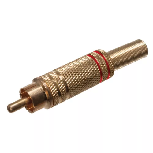 RCA dugó aranyozott fém törésgátlóval piros - NONAME