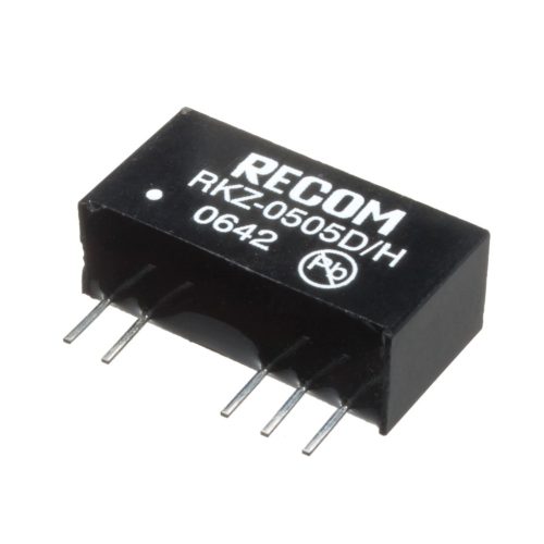 RKZ-0505D/H - 2W Vin=5V Vout=2x5V Iout=2x200mA ~SIL7, 4KV szigetelt DC/DC-átalakító - RECOM