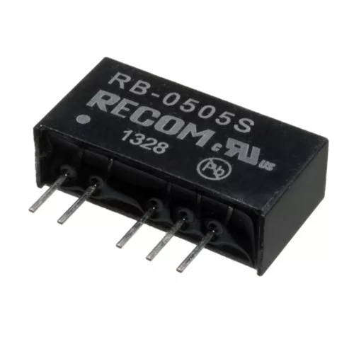 RB-0509D - 1W Vin=5V Vout=2x9V Iout=2x56mA ~SIL7, 1KV szigetelt DC/DC-átalakító - RECOM