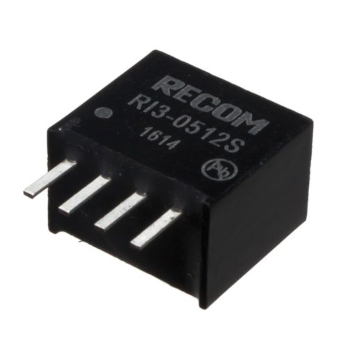 RI3-1205S - 3W Vin=12V Vout=5V Iout=600mA SIP4, 1KV szigetelt DC/DC-átalakító - RECOM