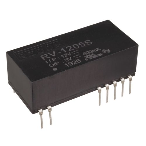 RV-1205S - 2W Vin=12V Vout=5V Iout=400mA ~DIL24,6KV szigetelt. DC/DC-átalakító - RECOM