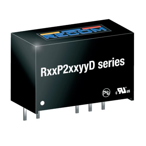 R24P21503D - 2W Vin=24V Vout=15V/-3V Iout=93mA/185mA SIP7, 6.4KV szigetelt DC/DC-átalakító - RECOM