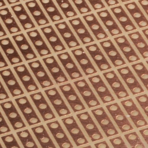 VK790-1 - 50x100mm egyoldalas forrpontos/sávos (3 lyuk/1 sáv), lyuk RM=2.54mm próba NYÁK - RADEMACHER