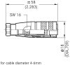 C09131D0041002 - ipari 4-pólusú aljzat, lengő IP67 C091D d=6mm kábelhez (04-a) - AMPHENOL