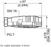 C09131H0051002 - ipari 5-pólusú dugó, lengő IP67 C091D d=6mm kábelhez (05-a) - AMPHENOL
