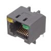 RJHSE5081 - RJ45 8-pólusú aljzat NYÁK-ba moduláris zöld+sárga LED - AMPHENOL