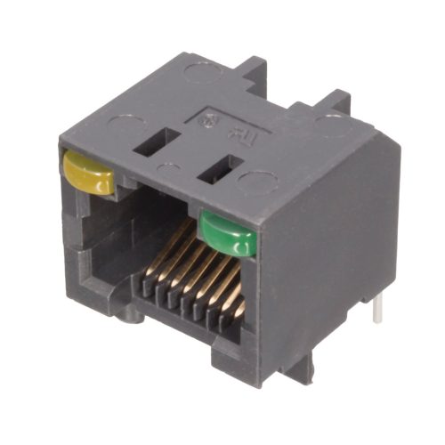 RJHSE5081 - RJ45 8-pólusú aljzat NYÁK-ba moduláris zöld+sárga LED - AMPHENOL