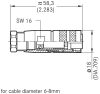 C09131D0051012 - ipari 5-pólusú aljzat, lengő IP67 C091D d=8mm kábelhez PG9 (05-a) - AMPHENOL
