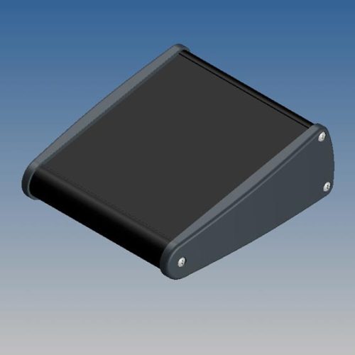 TEKAL-31SP.29 - extrudált fém műszerdoboz 111x121x44mm, ALU, asztali, döntött fekete/sötétszürke - TEKO