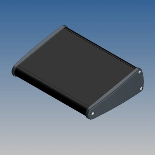 TEKAL-32SP.29 - extrudált fém műszerdoboz 171x121x44mm, ALU, asztali, döntött fekete/sötétszürke - TEKO