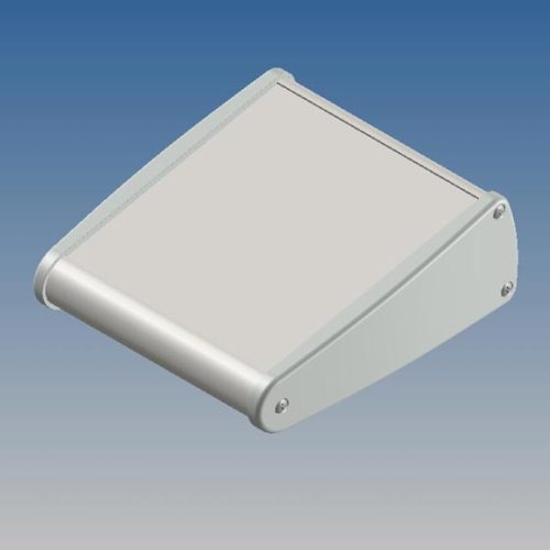 TEKAL-31SP.30 - extrudált fém műszerdoboz 111x121x44mm, ALU, asztali, döntött fehér/vil.szürke műanyag Végek - TEKO