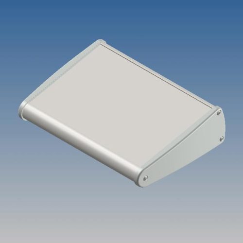 TEKAL-32SP.30 - extrudált fém műszerdoboz 171x121x44mm, ALU, asztali, döntött fehér/vil.szürke műanyag Végek - TEKO