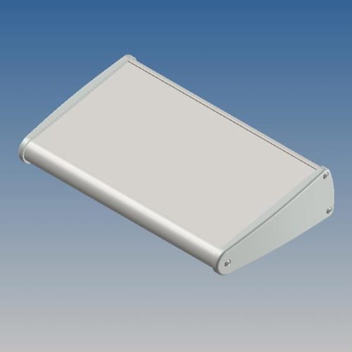 TEKAL-33SP.30 - extrudált fém műszerdoboz 211x121x44mm, ALU, asztali, döntött fehér/vil.szürke műanyag Végek - TEKO