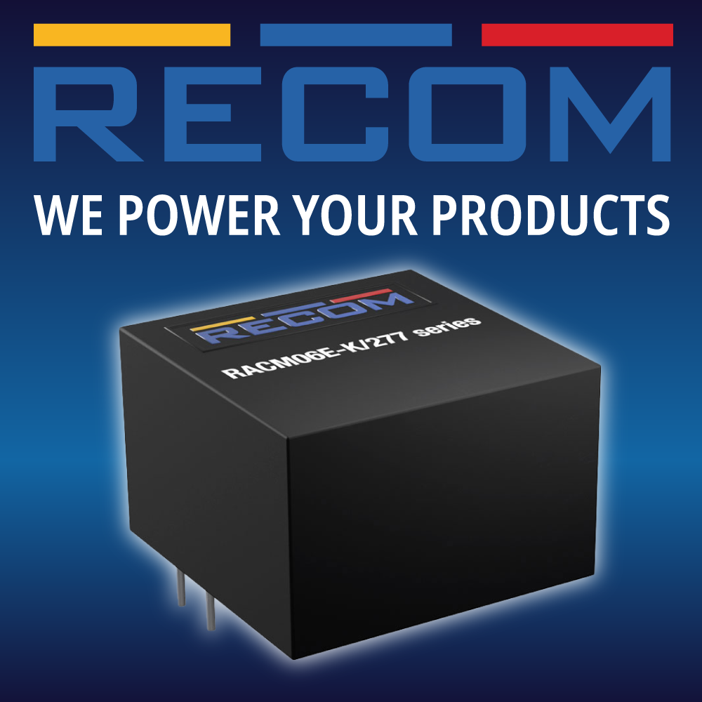 RECOM RACM06E-K/277 sorozat – 6W-os AC/DC tápegység: kompakt méret, ipari megbízhatóság